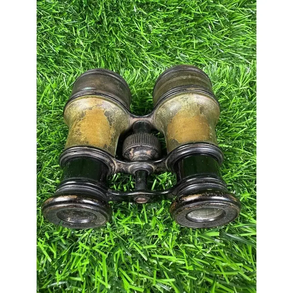 Antique Opera Glasses Tarnished Brass Black Vintage Ornate Collectible